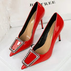 Nude Patent Leather High Heel Pumps for Women