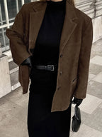 Fashion Turn Down Collar Suit Jacket for Women Casual Long Sleeve Single Breasted Female Coats 2024 Autumn Office Ladies Suits