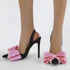 Crystal Bowknot Pointed Toe High Heels for Spring and Summer Fashion