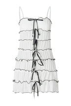 Pleated Mini Dress with Spaghetti Straps and See-Through Detail