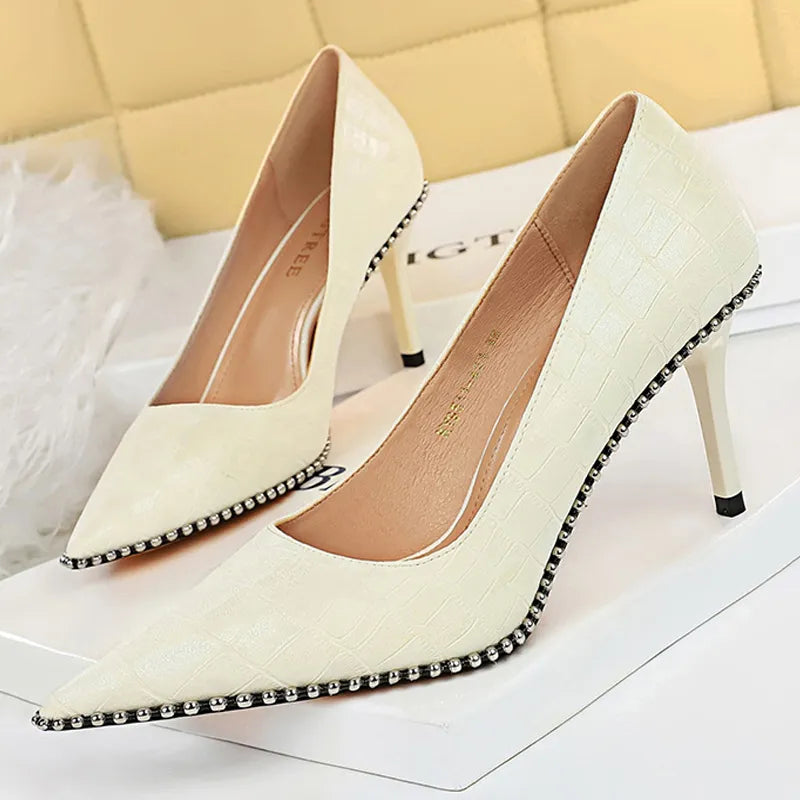 White Patent Leather High Heel Stiletto Pumps for Luxury Parties