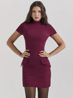 Short Sleeve Mini Dress with Two Pockets