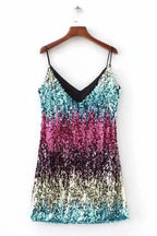 V-Neck Backless Mini Dress with Spaghetti Straps