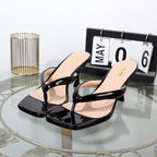 Patent leather high-heeled flip flops for women in summer