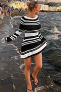 Striped Backless Knit Mini Dress