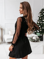 Salma Aesthetic Chic Dress with Long Mesh Sleeves Evening Wear Edit
