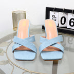 Autumn high-heeled open-toe slippers with horseshoe heels and sandals