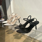 Buckle Sandals with Sexy Back and Thin High Heels for Summer