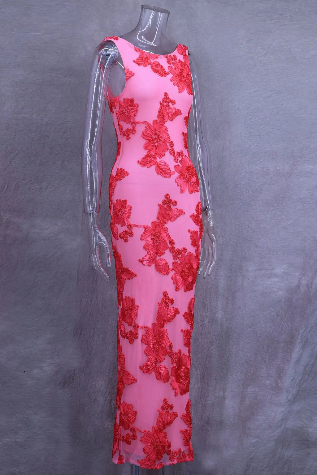 Floral Print Sleeveless Scoop Neck Column Maxi Dress