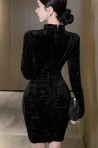 Velvet Sequins Mini Dress