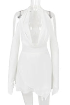 Backless Lace-Up Mini Dress with Ruffled Detail