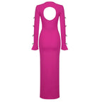 Alyssa Rhinestone Gown Dress with Bandage Long Sleeves and Cut Outs