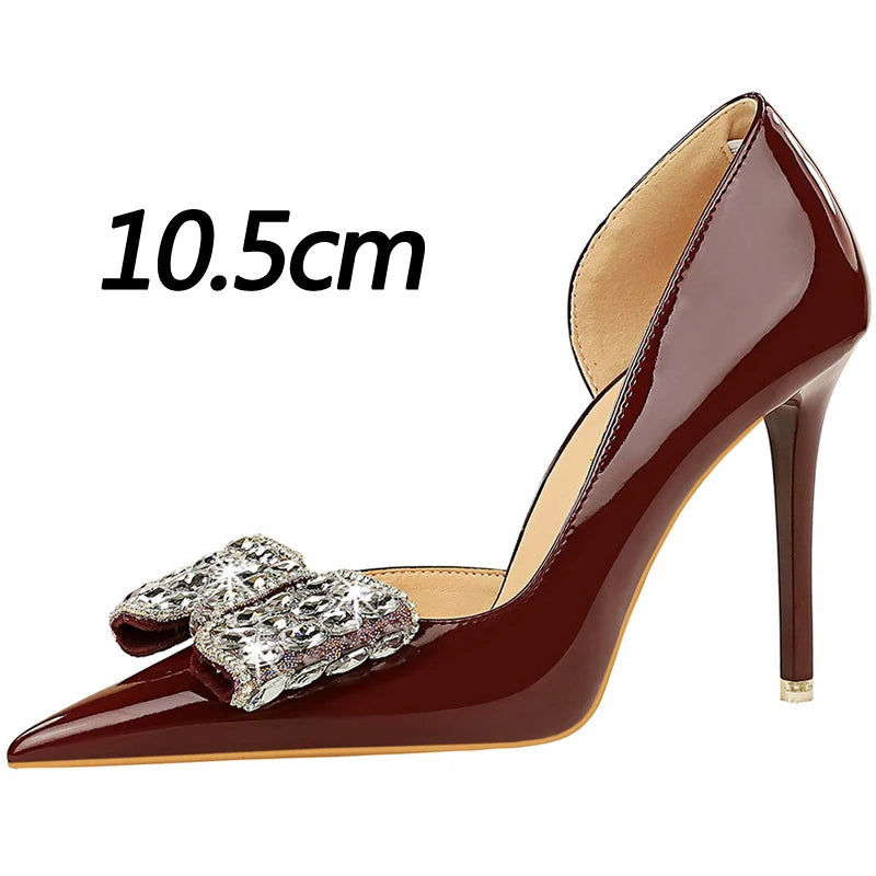 Rhinestone Women's High Heel Pumps in Patent Leather
