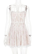 Lace Straps Backless Sleeveless A-Line Mini Dress with High Waist
