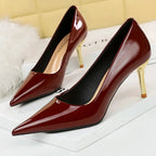 Patent Leather High Heel Office Shoes for Women