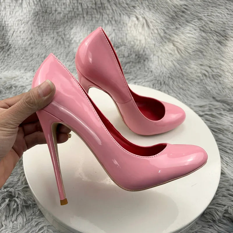 Pink Round Toe High Heel Shoes for Women