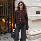 Elegant Solid O-neck Plush Short Coats Women Retro Slim Fit Single Breasted Jackets Female New Spring Chic Office Outwear