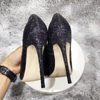 Sequined Pointy Toe High Heel Shoes for Women