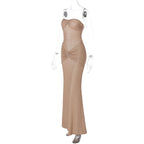 Elegant Strapless Long Maxi Mermaid Dress 2025 Women Sleeveless High Waist Ruched Backless Weddiing Party Evening Prom Dresses