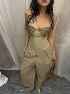 Butterfly Applique Irregular Strapless