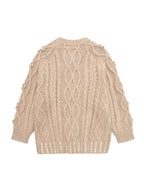3D Flower Knit Pullover Women Loose Fashion Sequin Round Neck Long Sleeves Jumper Female Autumn Winter Warm Knitwears Lady