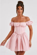 Sleeveless Backless Slim Pleated Mini Dress
