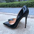 Black Patent Pointed Toe Stilettos for Women