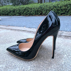 Black Patent Pointed Toe Stilettos for Women