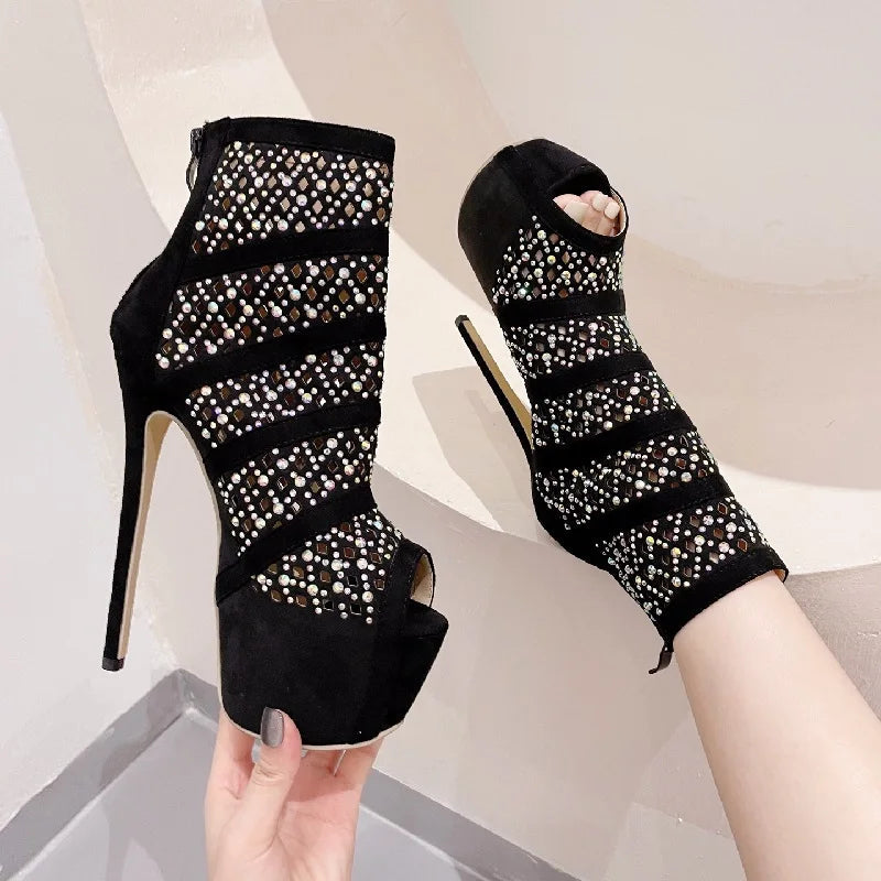 Crystal Platform High Heels Boots Sandals for Women