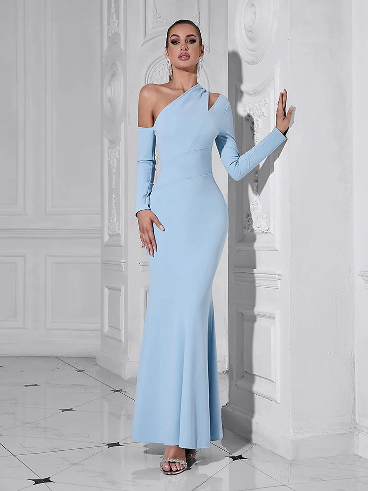 Milia One Shoulder Gown Dress with Cut Out