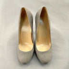 Grey Faux Suede Round Toe High Heel Shoes for Women