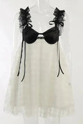 Flower Lace Backless Mini Dress - Lace Backless Mini Dress