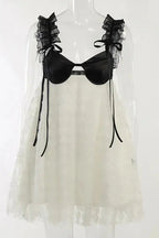Flower Lace Backless Mini Dress - Lace Backless Mini Dress