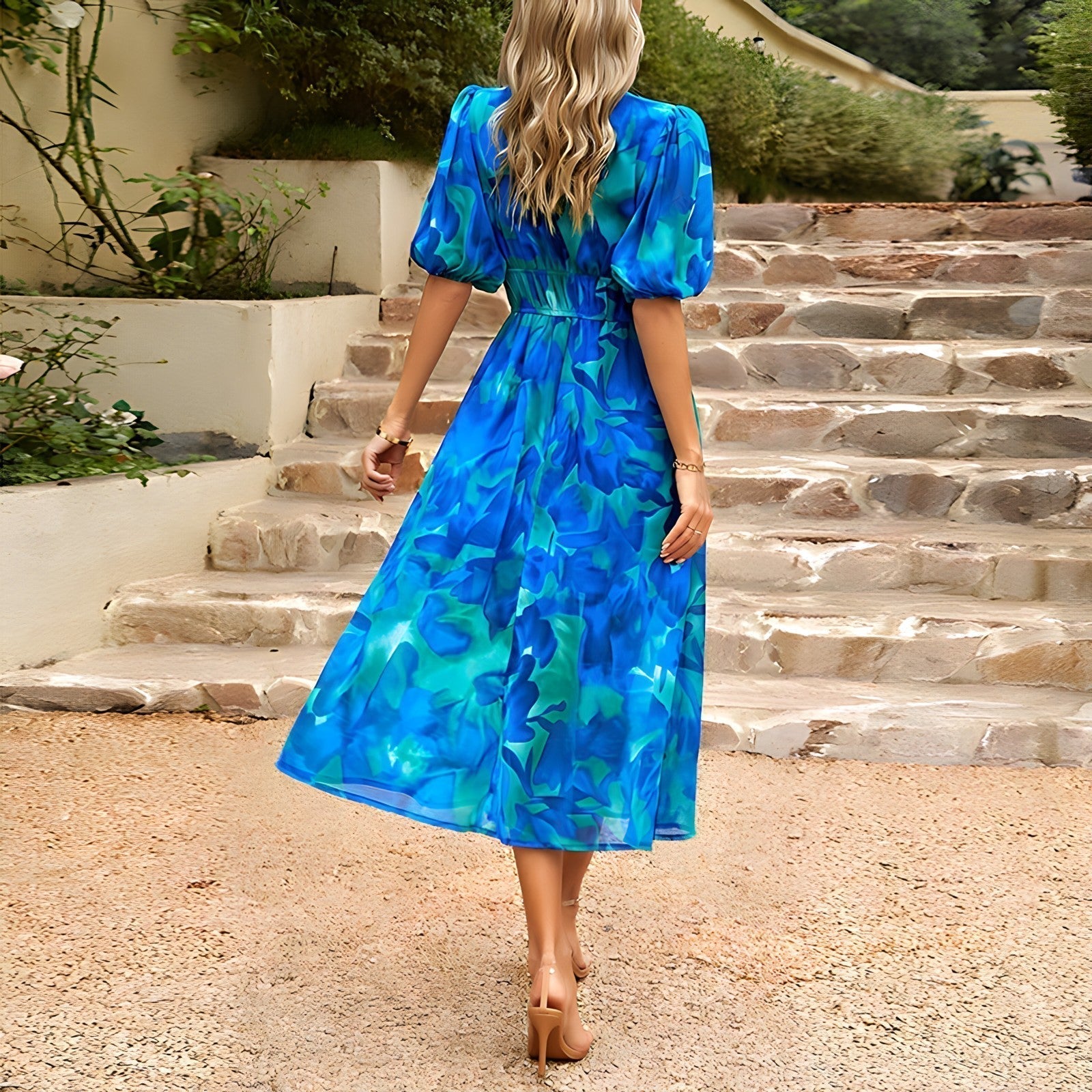 Malena Premium V Neck Midi Dress Chic Silhouette Collection