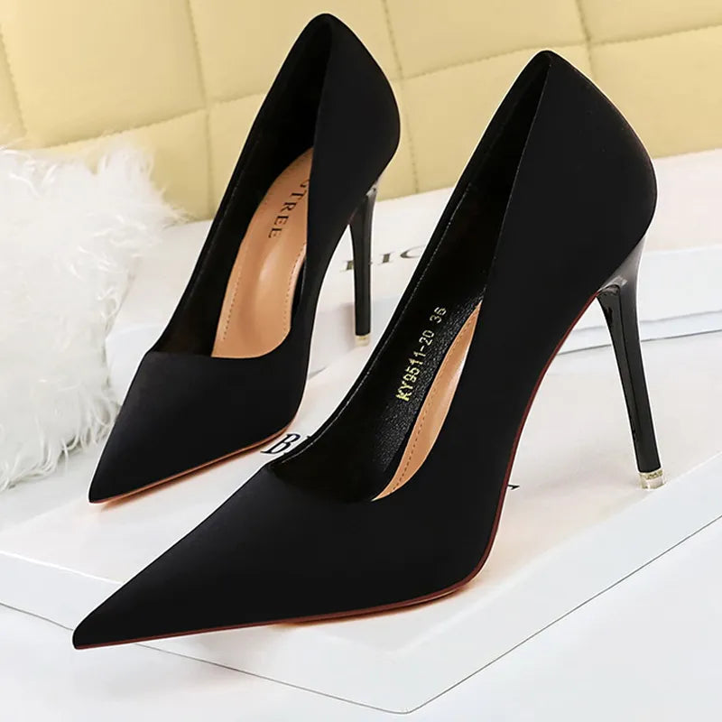 Satin High Heels Stiletto Wedding Shoes Sexy Party Pumps Women Fashion