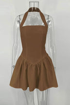 Sleeveless Backless Square Collar Mini Dress
