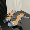 Crystal Rhinestone Sandals Women Fashion Square Toe High Heels