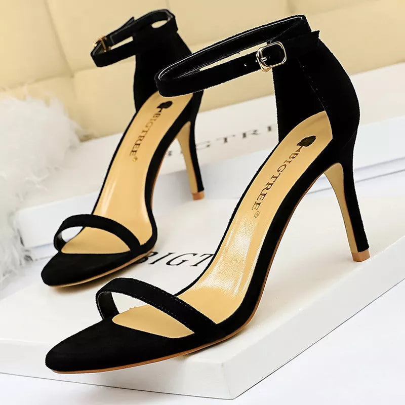 Suede Women Sandals with Stiletto Heels - 11cm and 8cm High Heels