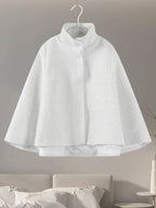 Elegant Cloak Women Loose High Neck A Line Hidden Button Coats Female 2025 Spring New Fashion Solid Soft Chic Cloaks Lady