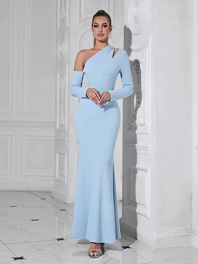 Milia One Shoulder Gown Dress with Cut Out