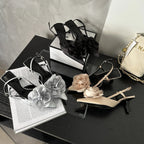 Flower Buckle Strap Pumps with Sexy Pointed Toe and Thin Heels for Women