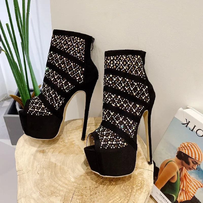 Crystal Platform High Heels Boots Sandals for Women