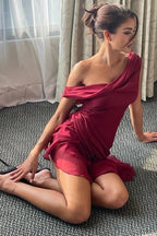 One Shoulder Backless High Waist Mini Dress