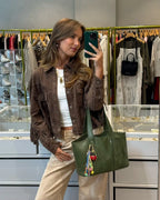 Fashion Tassels Patchwork Long Sleeve Suede Jacket Women Lapel Single Breasted Slim Short Coats 2024 Autumn Lady High Street Top