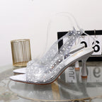 Transparent rhinestone open toe summer sandals for women