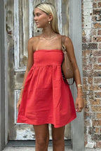 Strapless Sleeveless Loose High Waist Mini Dress