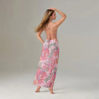 Square Neck Spaghetti Strap Floral Print Bodycon Maxi Dress