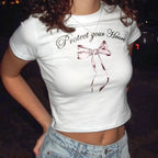 Letter Print Slim Fit Crop Top