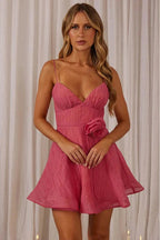 Slim V-Neck Backless Mini Dress with Spaghetti Straps