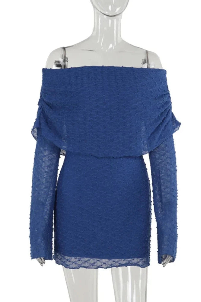 Strapless Backless Sheer Long Sleeve Bodycon Mini Dress